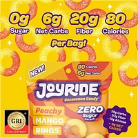 JOYRIDE™ Uncommon Candy™ Sugar-Free Keto Peachy Mango Rings Gummy Candy (50g)