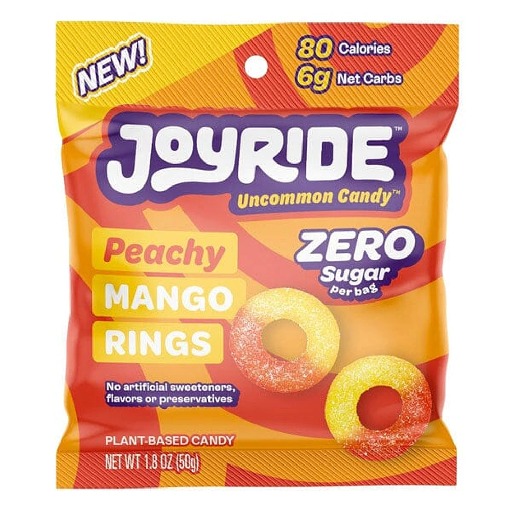 JOYRIDE™ Uncommon Candy™ Sugar-Free Keto Peachy Mango Rings Gummy Candy (50g)