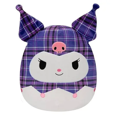 Squishmallows Plush Toys | 8" Hello Kitty & Friends Plaid Squad | Kuromi in Purple Plaid