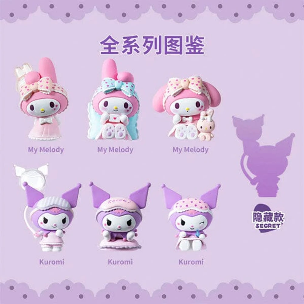 Sanrio My Melody & Kuromi Sweetheart Pajamas Series Collectible Figurine Blind Box (1pc)