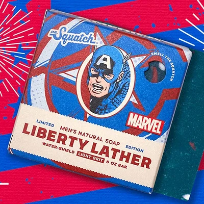 Dr. Squatch® x Marvel™ All-Natural Bar Soap For Men - Captain America Liberty Lather