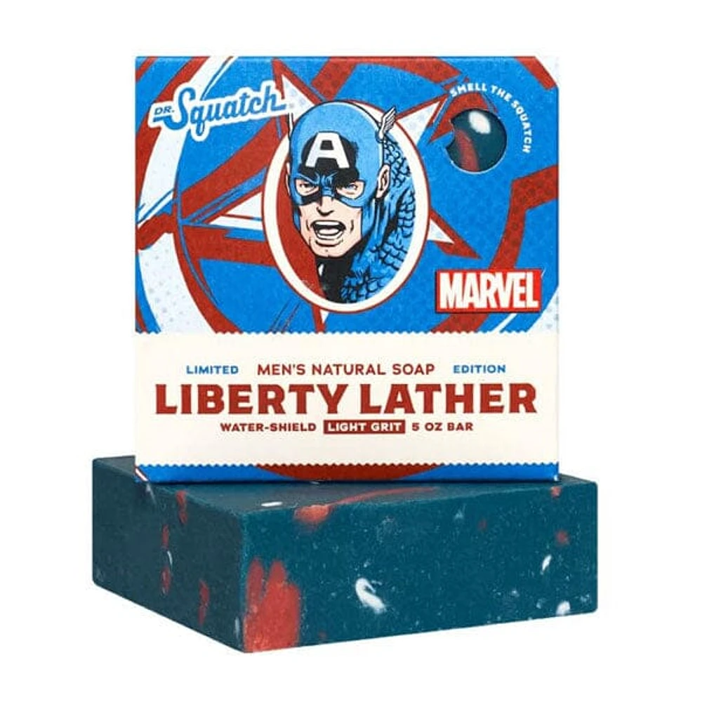 Dr. Squatch® x Marvel™ All-Natural Bar Soap For Men - Captain America Liberty Lather