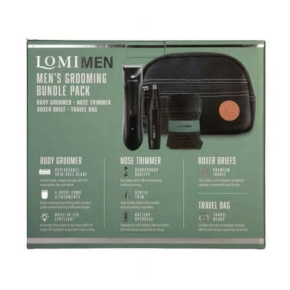 Lomimen Men's Grooming Bundle Travel Kit (4pc) Barbershop Quality Trimmers With Bonus Boxer Briefs!