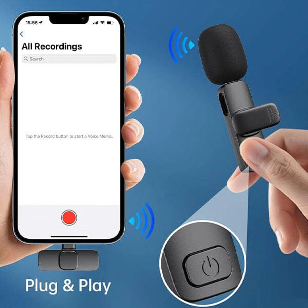 GearWaves: Mini Wireless Clip-On Microphone (Smartphone Compatible)