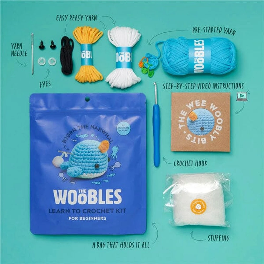 Woobles DIY Mini Crochet Plush Toy Complete Kit (Multiple Styles)