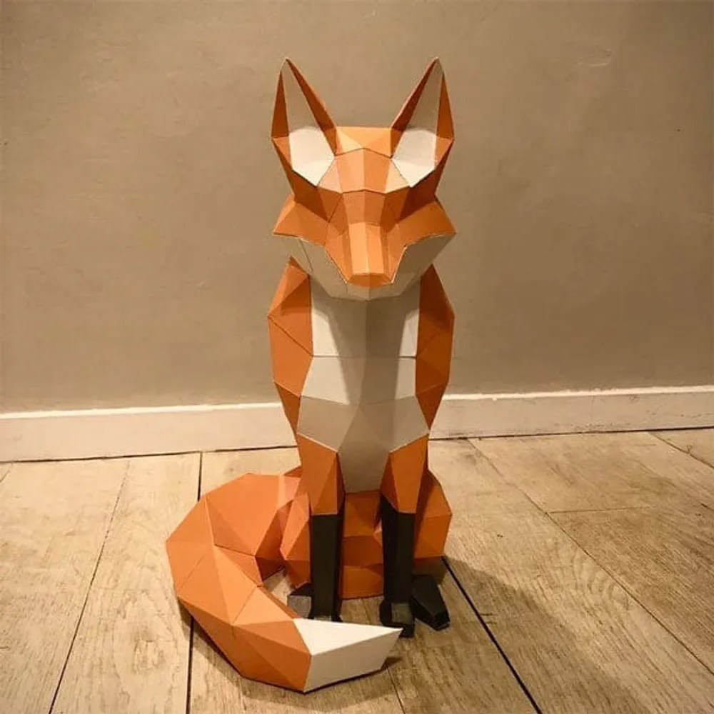 Studio Art DIY Origami 3D Paper Sculpture Kit | Sitting Fox