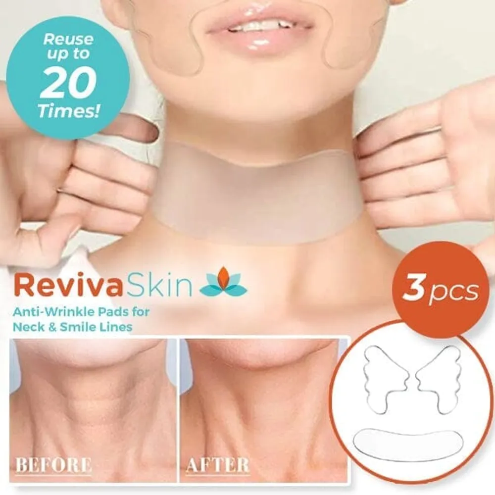 RevivaSkin Neck & Smile Lines (3pc) | Reusable Silicone Anti-Wrinkle Pads