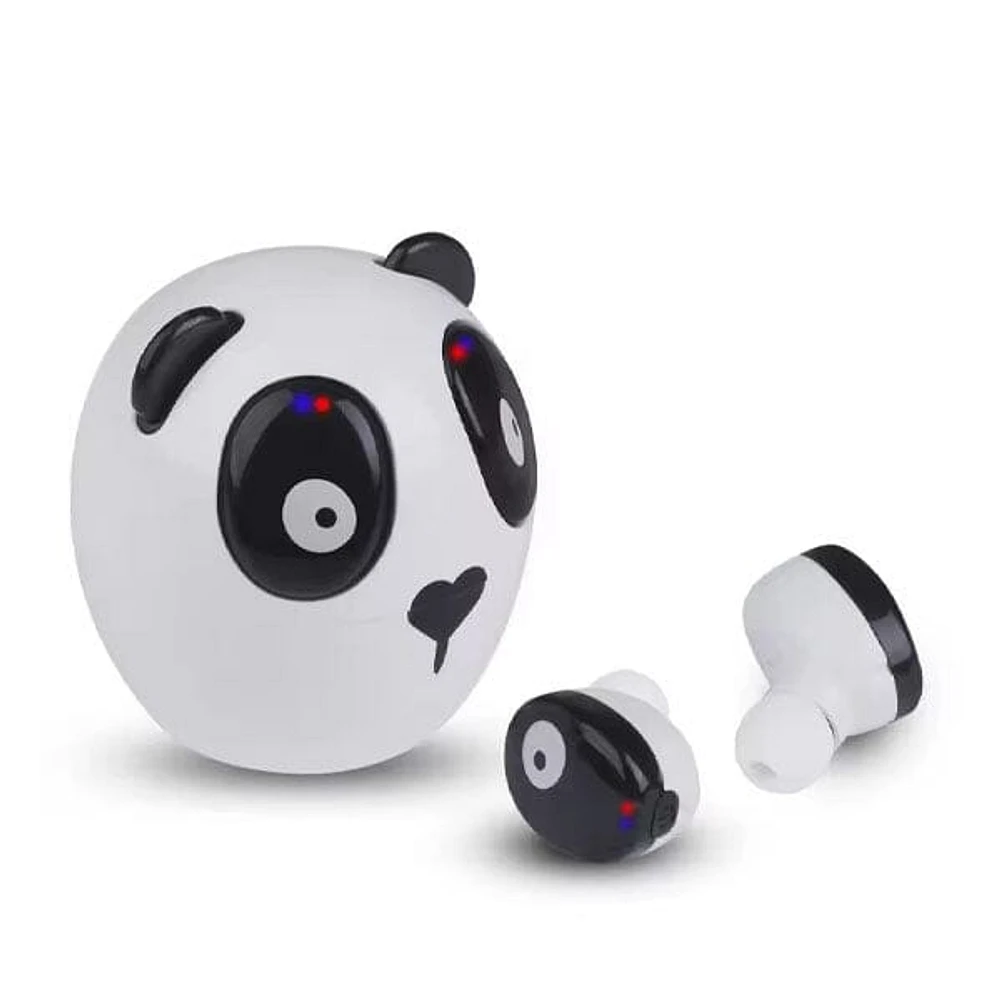 SoundLogicXT Panda TWS Bluetooth Earbud Headphones w/ Adorable Charging Case