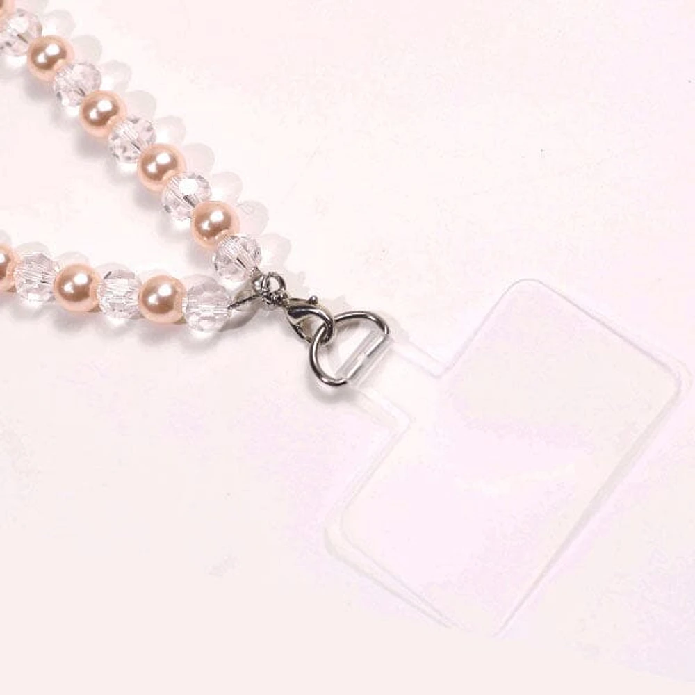 Vogue Strap: Pearl & Glass Crystal Bead Charm Bracelet Phone Accessory Chain