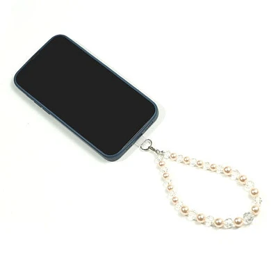 Vogue Strap: Pearl & Glass Crystal Bead Charm Bracelet Phone Accessory Chain