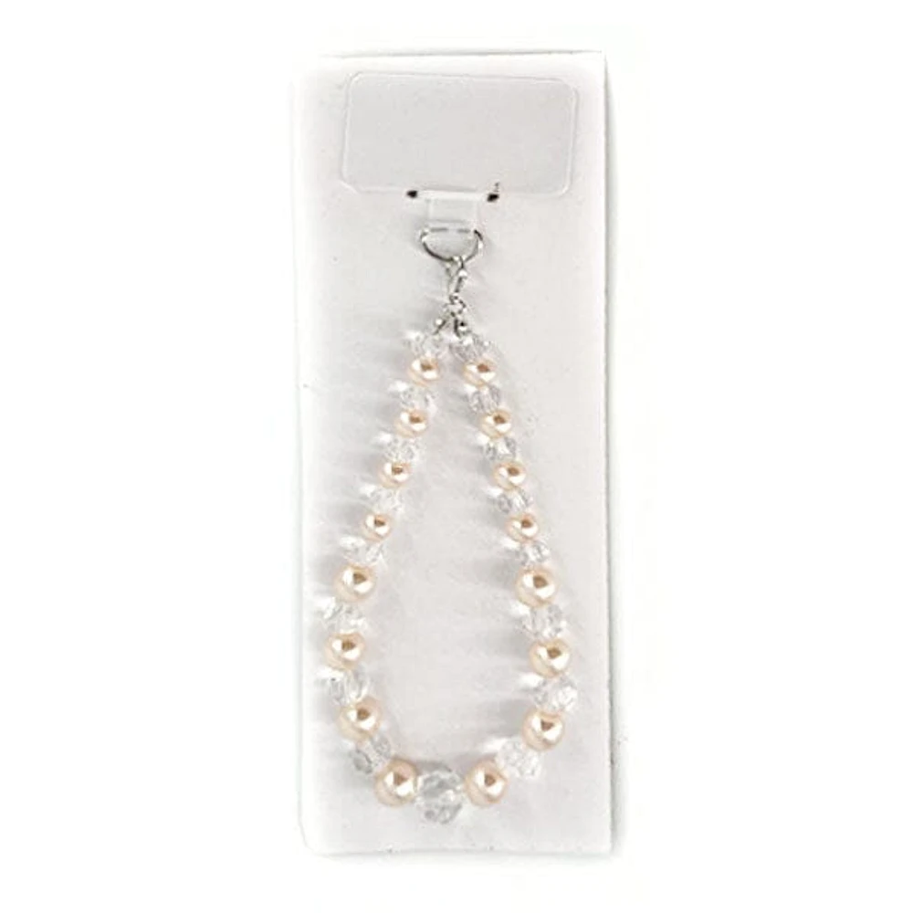 Vogue Strap: Pearl & Glass Crystal Bead Charm Bracelet Phone Accessory Chain