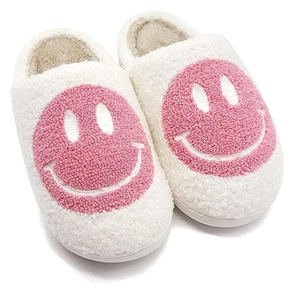 Smiley Face Plush Slippers for Indoors & Outdoors (Multiple Sizes)