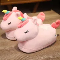 Cartoon Unicorn Pink Plush Slippers | As Seen On Social