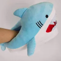 Cartoon Shark Blue Plush Slippers | As Seen On Social