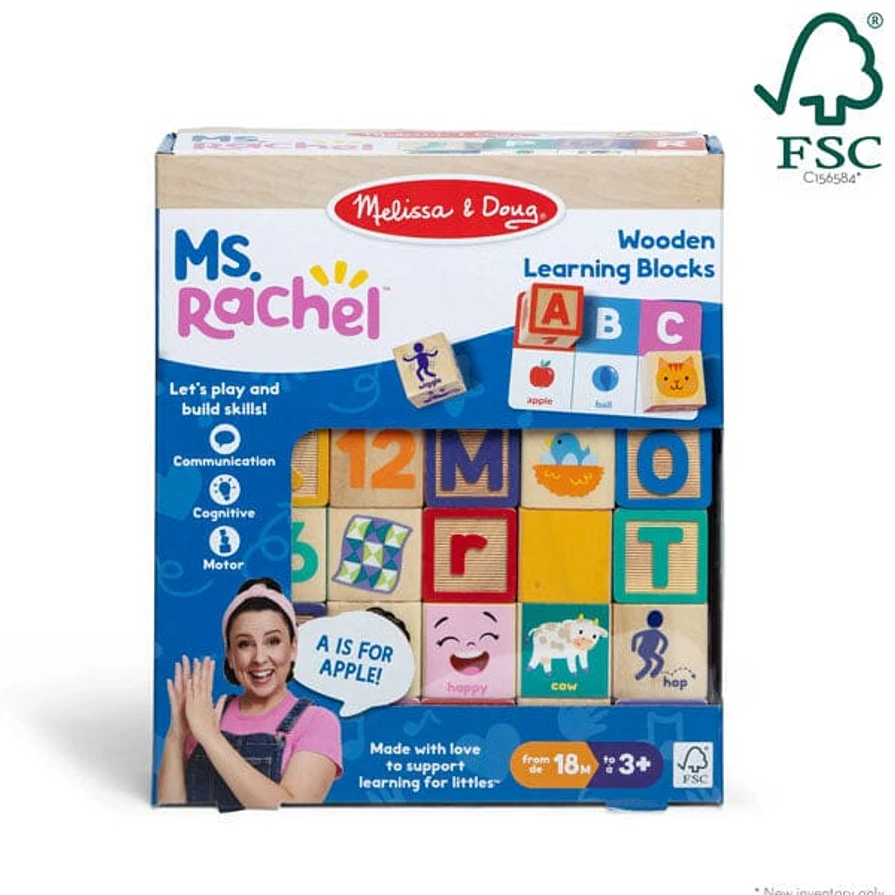 Ms. Rachel Official Wooden Stacking Blocks & Activity Cards Set by Melissa & Doug (44pc)