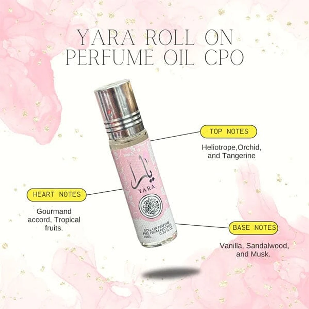 Yara by Lattafa Perfumes Femme Concentrated Oil Fragrance Roll-On (10mL)