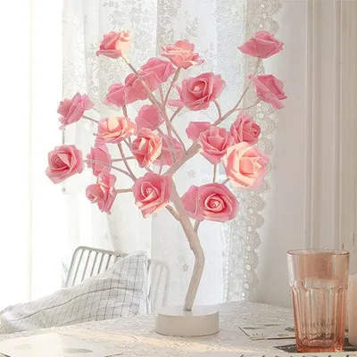 RosiTwists Decorative LED Tabletop Rose Tree Lamp