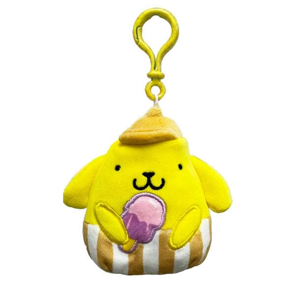 Squishmallows Plush Toy 2.5" Bag Clip Sanrio Food Truck Squad Pompompurin with Popsicle