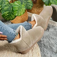 Shhhandals Fluffy Slipper Khaki Ankle Boots (Multiple Sizes)