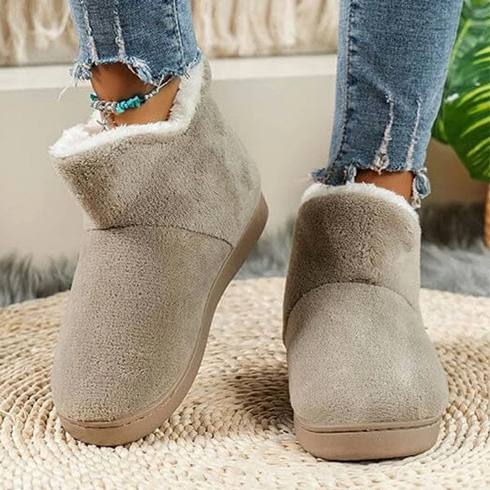 Shhhandals Fluffy Slipper Khaki Ankle Boots (Multiple Sizes)