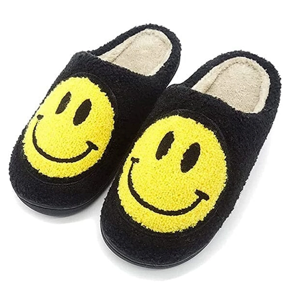 Smiley Face Plush Slippers for Indoors & Outdoors (Multiple Sizes)