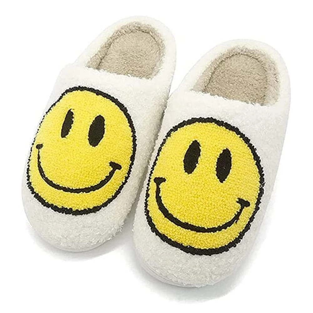 Smiley Face Plush Slippers for Indoors & Outdoors (Multiple Sizes)