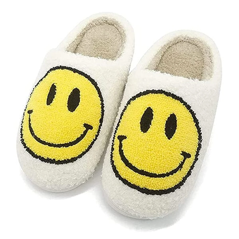 Add A Pair Of Smiley Face Plush Slippers