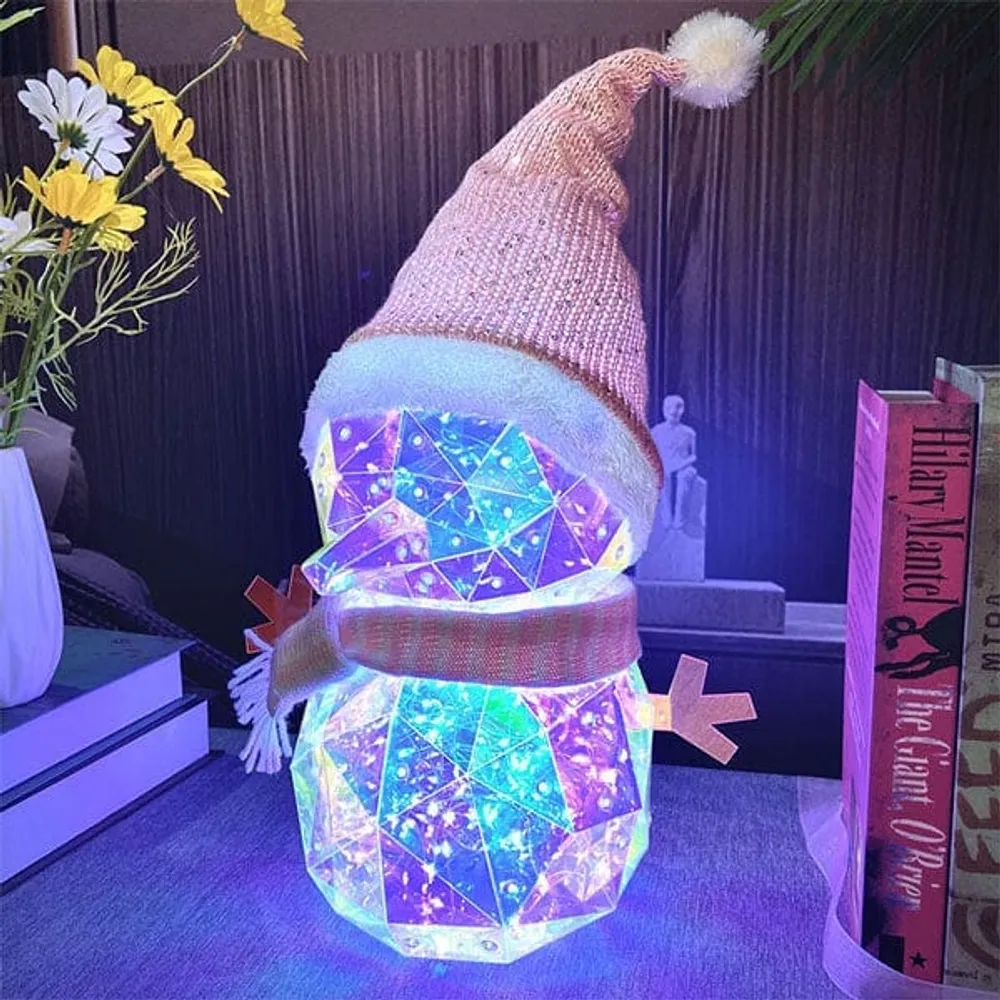 LitLuster Geometric LED Multi-Color Holographic Ornament | Snowman