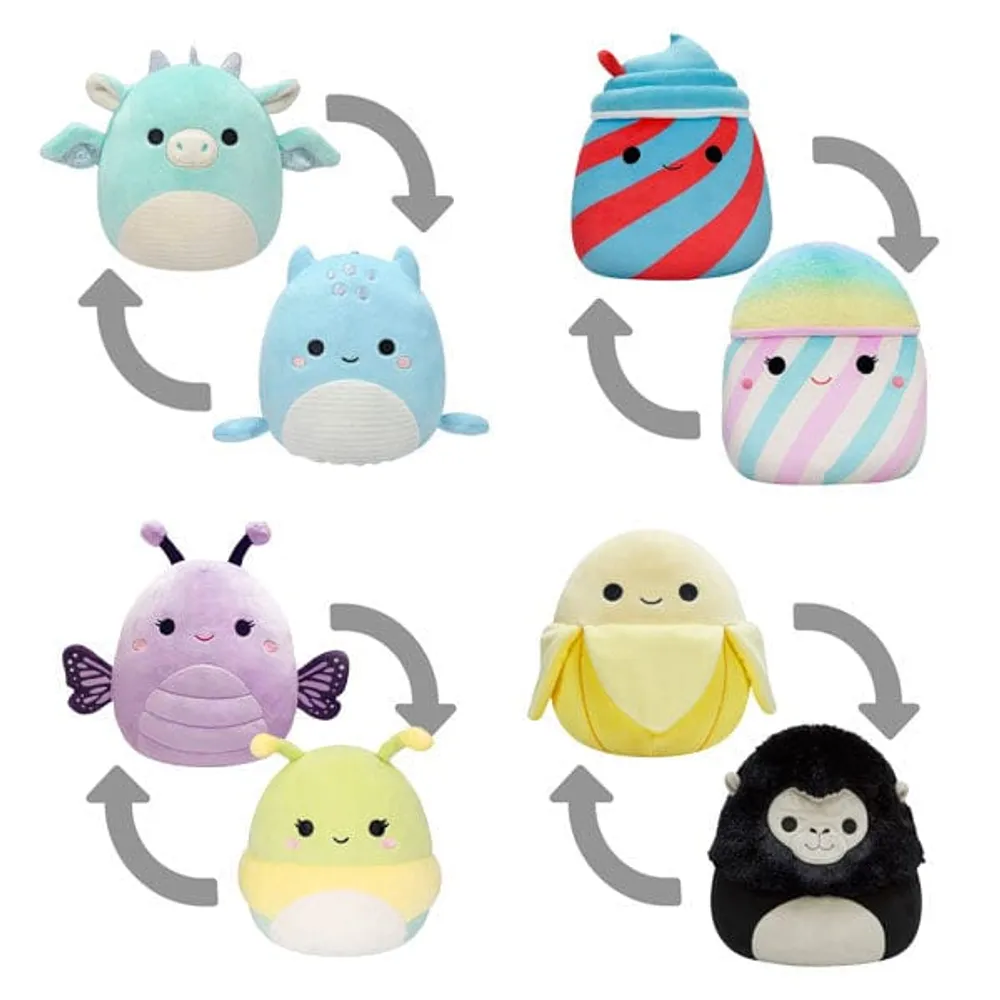 Squishmallows Flip-A-Mallows 5" Reversible Plush Toy Bibiana The Monarch Butterfly & Rutabaga The Caterpillar