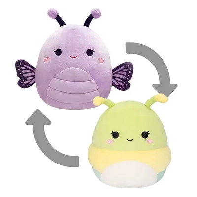 Squishmallows Flip-A-Mallows 5" Reversible Plush Toy Bibiana The Monarch Butterfly & Rutabaga The Caterpillar