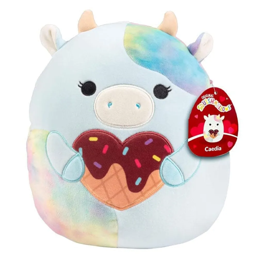 Squishmallows Plush Toys 7.5" Valentine's Day Squad 2024 Caedia the Cow (Heart Ice Cream)