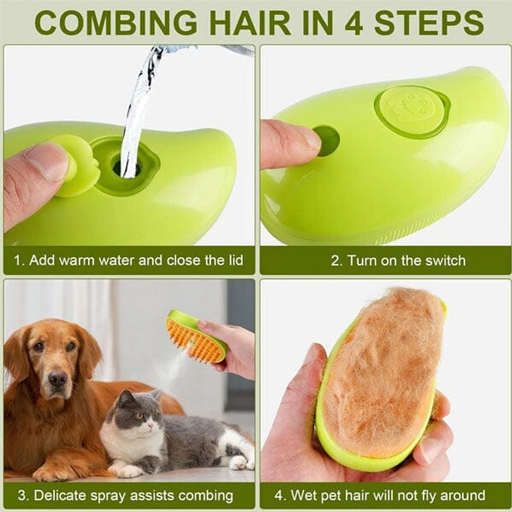 SteamyTails: Silicone Steam Grooming Brush For Cats & Dogs