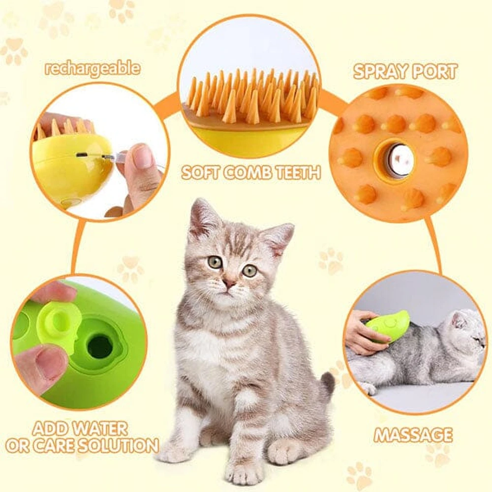 SteamyTails: Silicone Steam Grooming Brush For Cats & Dogs