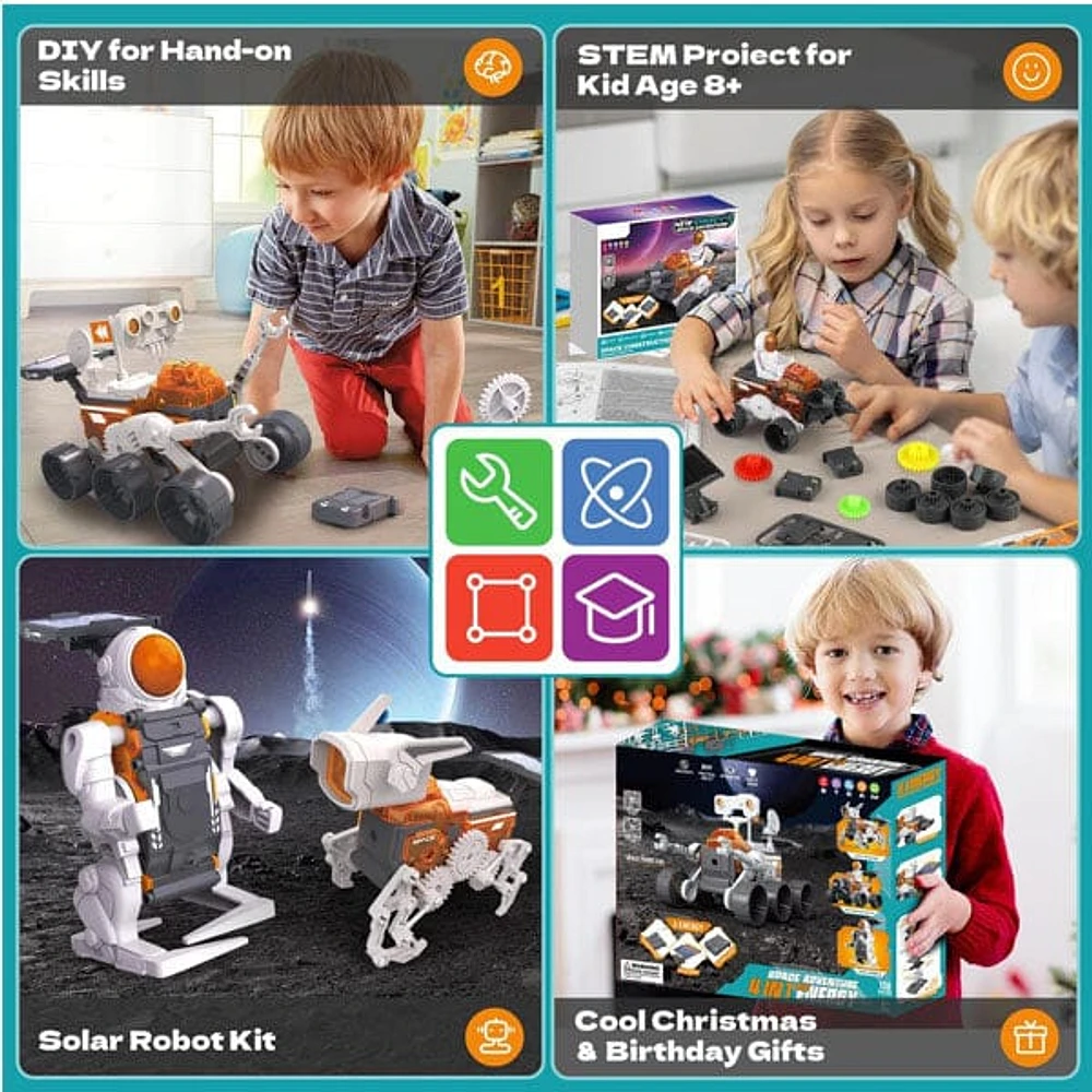 TechTinker Mars Rover 4-in-1 DIY Space Adventure STEM Robot Building & Programming Kit