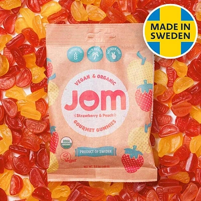 JOM Gourmet Gummies: Strawberry & Peach (3.5 oz) Made in Sweden