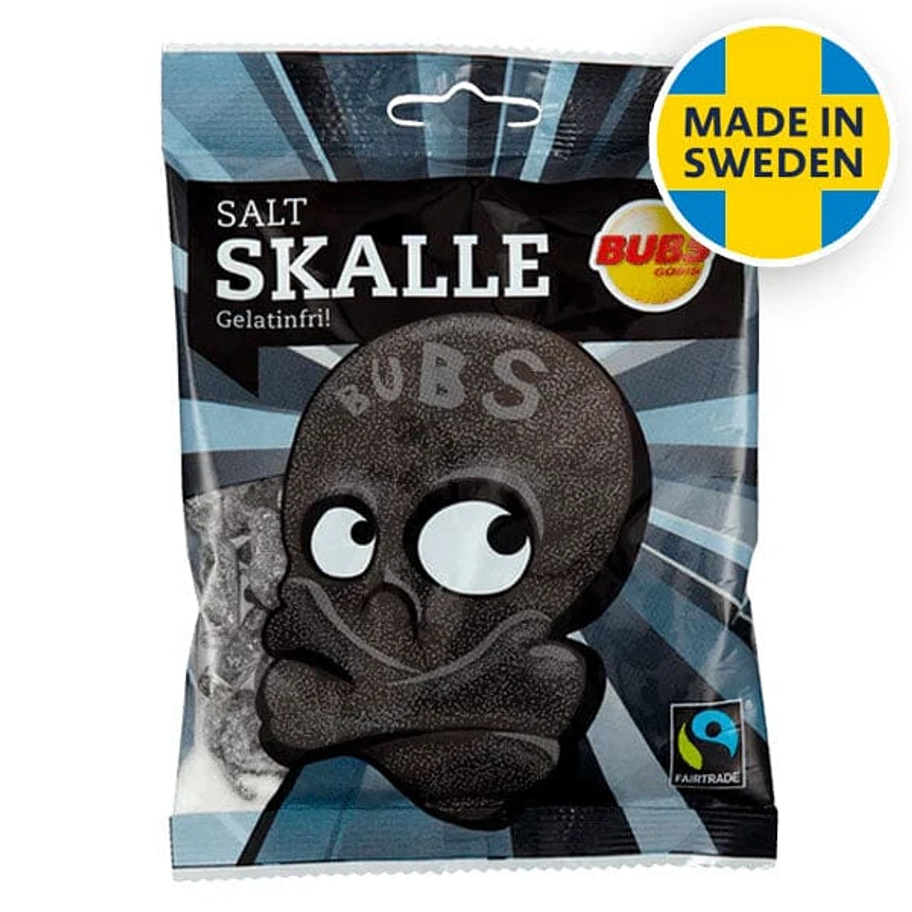 BUBS Godis: Salty Skalle Liquorice Skulls Candy (90g) Made in Sweden