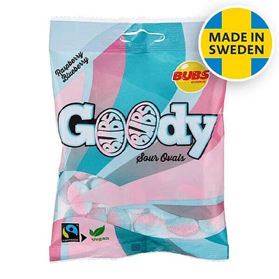 BUBS Godis: Sour Raspberry & Blueberry Goody Ovals (90g) Made in Sweden