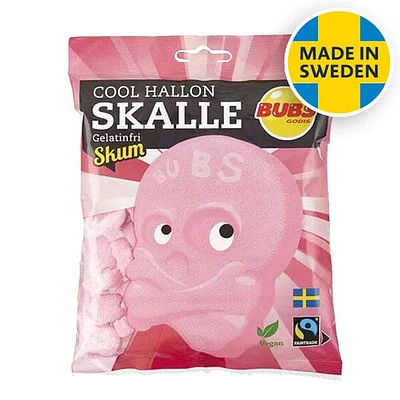 BUBS Godis: Cool Raspberry Foam Skulls (90g) Made in Sweden