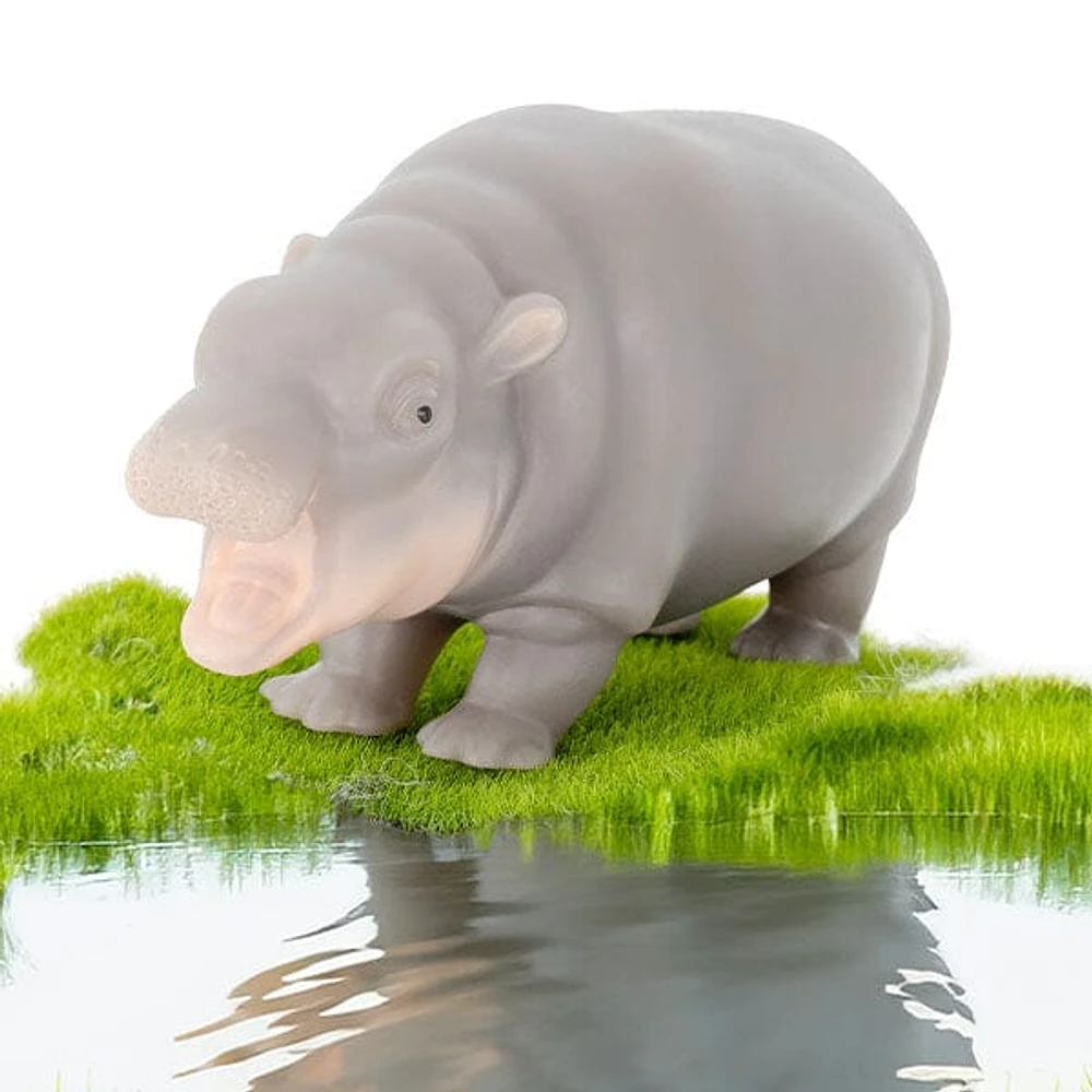 True Heart Treasures Silicone Reborn Animals: Mini Hippo Newborn Baby (Includes Bed & Bottle)