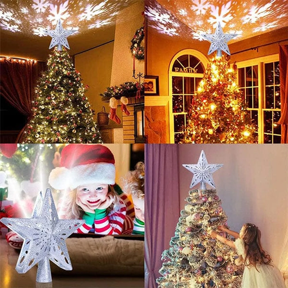 BlizzStar LED Star Christmas Tree Topper With Projector