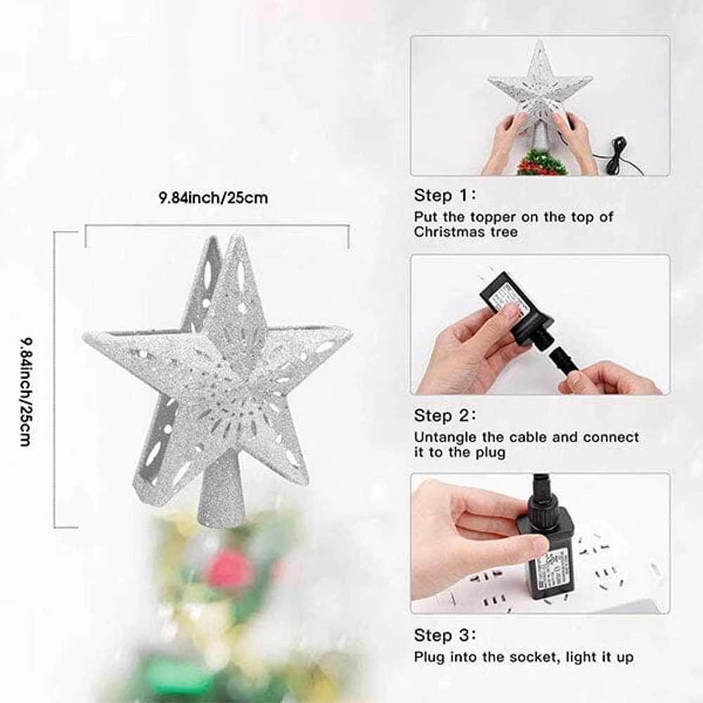 BlizzStar LED Star Christmas Tree Topper With Projector