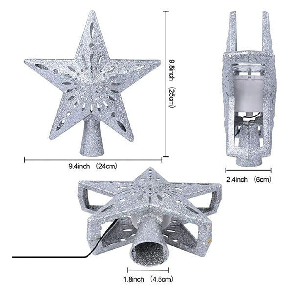 BlizzStar LED Star Christmas Tree Topper With Projector