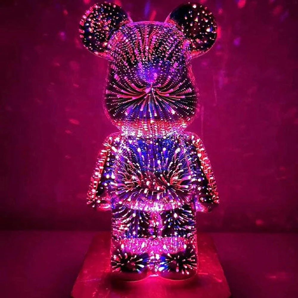 PrismPaws 3D Firework Twinkle Teddy Bear Color-Changing LED Lamp