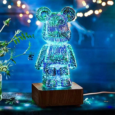 PrismPaws 3D Firework Twinkle Teddy Bear Color-Changing LED Lamp