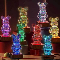 PrismPaws 3D Firework Twinkle Teddy Bear Color-Changing LED Lamp