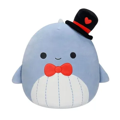 Squishmallows Plush Toys 7.5" Valentine's Day Squad 2024 Samir the Whale (Top Hat)