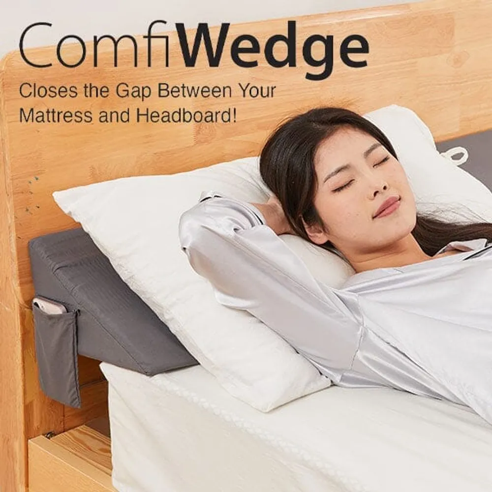 ComfiWedge | Headboard Gap Filler Pillow | Includes 2 Pockets!