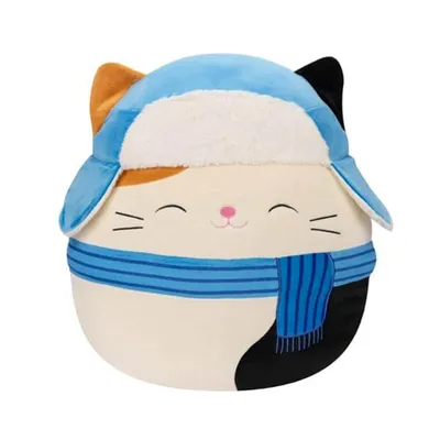 Squishmallows Plush Toys | 7.5" Holiday Squad 2023 | Cam the Cat (Blue Scarf)