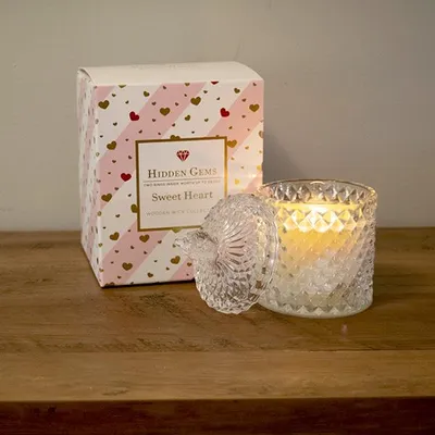 Hidden Gems Wooden Wick Sweet Heart Candle | 2 Rings Inside