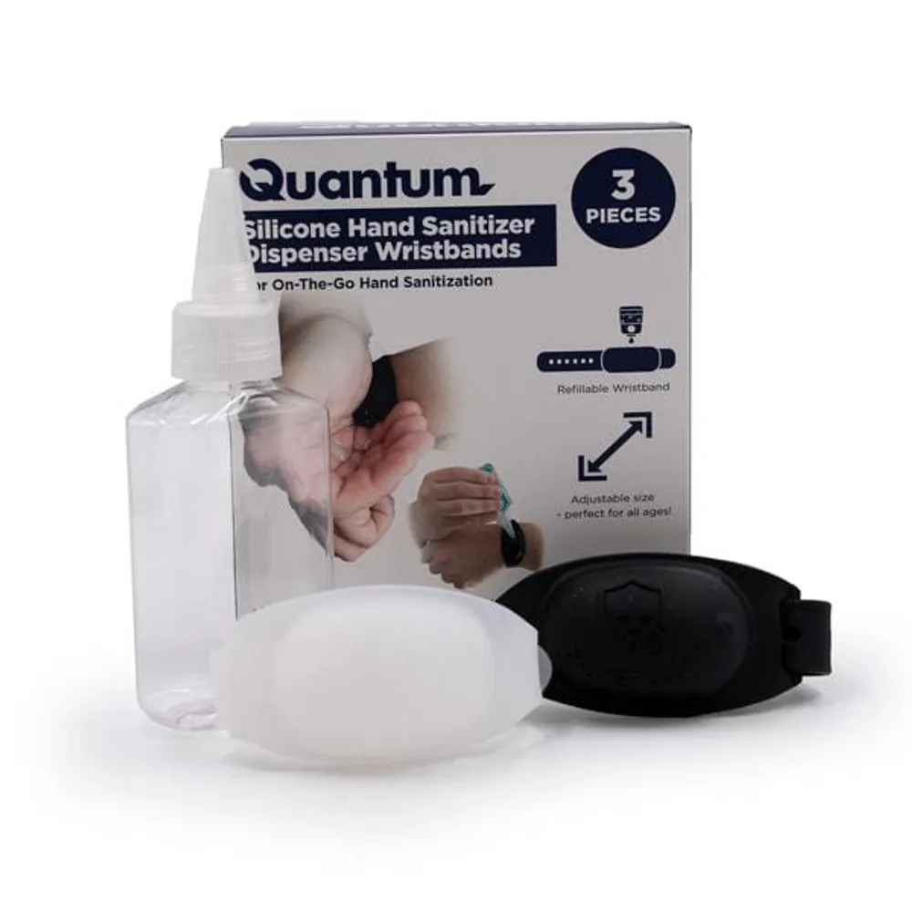 Quantum™ Silicone Hand Sanitizer Dispenser Wristbands | Set of 2 | Exclusive